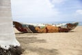 Colorful boat on the coast of Santa Marta in Colombia