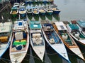 colorful boat parking in river