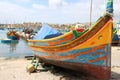 colorful boat, resting in valletta harbor, malta