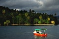 Colorful boat at Savusavu harbor, Vanua Levu island, Fiji