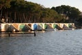 Colorful boathouses