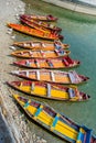 Colorful boats in Beautiful Bhimtal lake of Nainital Royalty Free Stock Photo