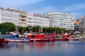 Colorful boats in CoruÃÂ±a marina Royalty Free Stock Photo