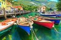 Colorful boats on the lake,Garda lake,Torbole,Italy,Europe Royalty Free Stock Photo