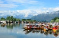 Colorful boats on the lake in Srinagar, India