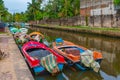 Colorful boats mooring at the dutch canal in Negombo, Sri Lanka