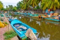 Colorful boats mooring at the dutch canal in Negombo, Sri Lanka