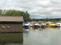 Colorful boats parked in a marina