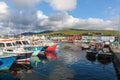 Colorful boats in the port of Portmagee Royalty Free Stock Photo