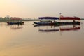 Colorful boats at river Royalty Free Stock Photo