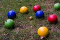Colorful Bocce Balls on Grass Royalty Free Stock Photo