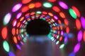 colorful bokeh light tunnel lights glow circle glowing vortex shiny outdoors night illustration Royalty Free Stock Photo