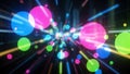 Colorful bokeh lights and geometric shapes exploding in a vibrant abstract display Royalty Free Stock Photo