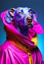 Colorful bold fashion model dog Royalty Free Stock Photo