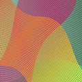 Colorful wavy lines in an abstract background design vector in waves of purple orange green yellow and pink