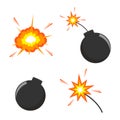 Colorful bomb is burning, explosion, isolated on white background, Royalty Free Stock Photo