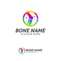 Colorful Bone logo design vector, Knee logo designs template, Creative design concept, logotype element for template