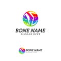 Colorful Bone logo design vector, Knee logo designs template, Creative design concept, logotype element for template