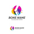 Colorful Bone logo design vector, Knee logo designs template, Creative design concept, logotype element for template