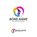 Colorful Bone logo design vector, Knee logo designs template, Creative design concept, logotype element for template