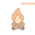 Colorful bonfire or campfire line vector icon Royalty Free Stock Photo