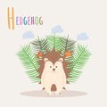 Colorful book alphabet. Book of animals. Hedgehog. Letter H