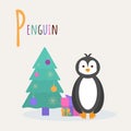 Colorful book alphabet. Book of animals. Penguin. Letter P Royalty Free Stock Photo