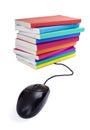 Colorful books computer mouse Royalty Free Stock Photo
