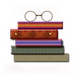 Colorful books and glasses