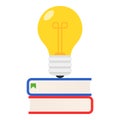 Colorful Books and Idea Light Bulb Flat Icon