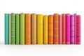 Colorful books in a row on white background Ai photo Royalty Free Stock Photo