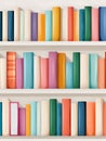 Colorful bookshelf with multicolored books on white shelves Royalty Free Stock Photo