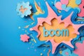 Colorful boom text in 3d comic style Royalty Free Stock Photo