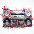 Colorful Boombox: A Funky Abstract Illustration Inspired By Florian Nicolle Royalty Free Stock Photo