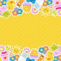 Colorful border Frame background with children and kids toys and symbols Royalty Free Stock Photo