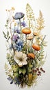 Colorful Botanical Artwork Featuring Diverse Flora and Fungi.