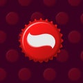 Colorful bottle cap design, repeatable background, red.