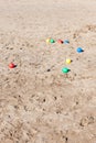 Boule balls in sand at beach in Italy