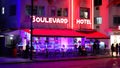 Colorful Boulevard Hotel on Ocean Drive at South Beach Miami by night - MIAMI, FLORIDA - FEBRUARY 14, 2022 Royalty Free Stock Photo