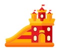 Colorful bouncy castle amusement park flat vector Royalty Free Stock Photo