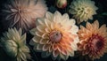 Colorful bouquet of Dahlias. Closeup of spring garden flowers. Blossoming blooms background. Royalty Free Stock Photo