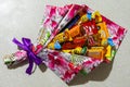 Colorful bouquet of delicious candies and chocolates