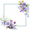 Colorful bouquet. Floral botanical flower. Frame border ornament square. Royalty Free Stock Photo