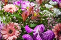 colorful bouquet of mixed flowers pink white blue purple Royalty Free Stock Photo