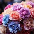 Colorful bouquet of roses in irridescent hues Royalty Free Stock Photo