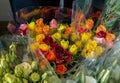 Colorful bouquet of roses - in pink, orange, yellow and red