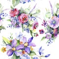 Colorful bouquet. Seamless background pattern. Fabric wallpaper print texture. Royalty Free Stock Photo