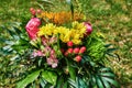 Colorful bouquet with seasonal garden flowers Royalty Free Stock Photo