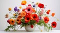 Colorful Poppy Bouquet In White Vase - 8k Resolution Florists