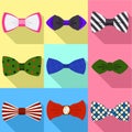 Colorful bow tie icon set, flat style